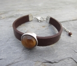 armband bruin leder tijgeroog