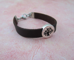 armband bruin leder/schuifkraal boom