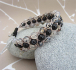 armband kralen agaat(grijs-zwart)