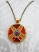 mozaiek hanger rond goudkl/oranje-bruin