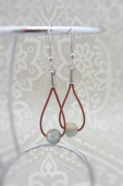 oorbellen druppel leder/jaspis