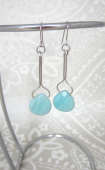 oorbellen lang druppel blauw(jade)