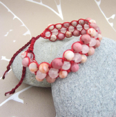 armband kralen rozenkwarts,jaspis,rhodoniet