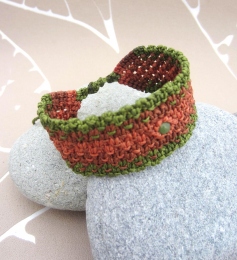armband macramé groen/bruin(jade)